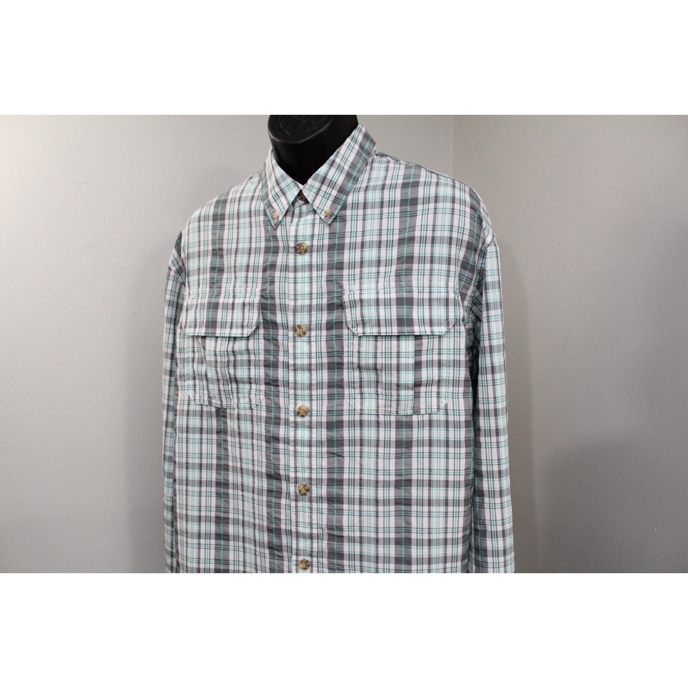 Duluth Trading Co Button Up Shirt Plaid Long Sleeve Wicking Pockets Mens Size XL - Picture 3 of 8